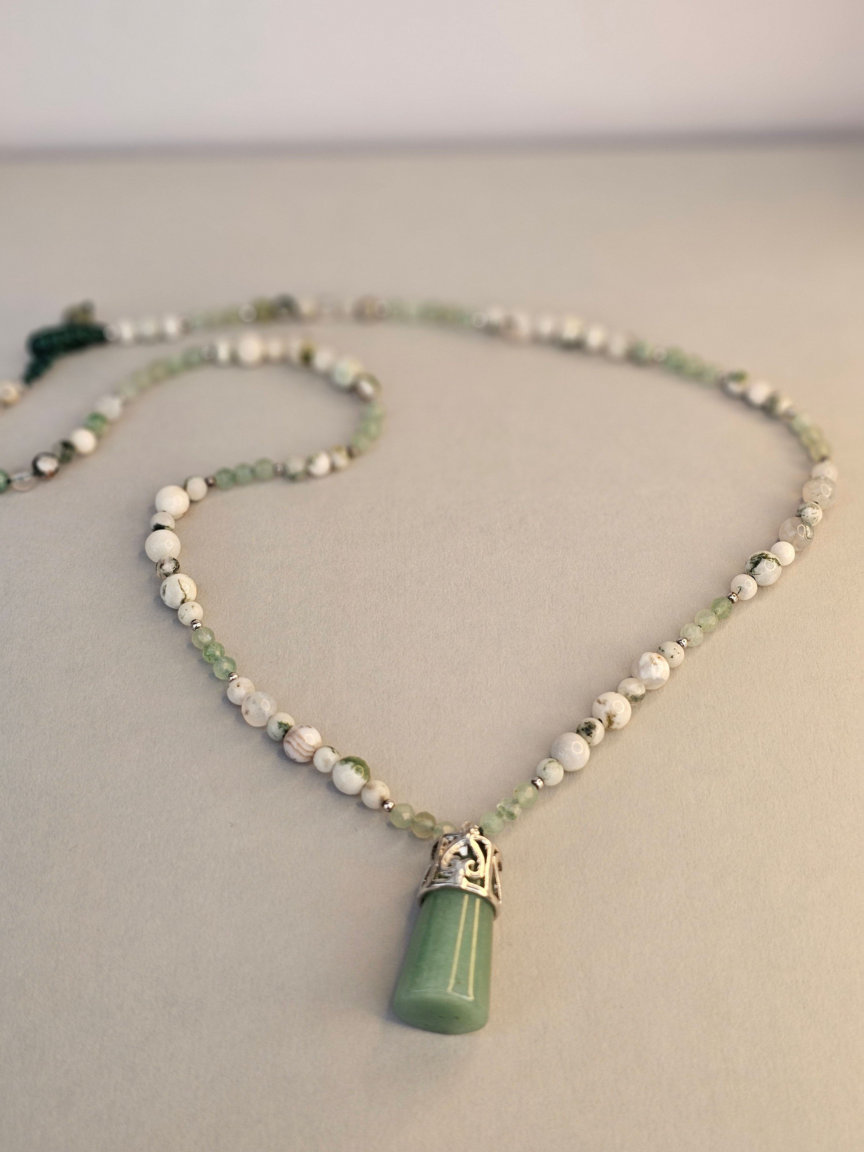 Harmony Flow Necklace – Green Aventurine and Moss Agate