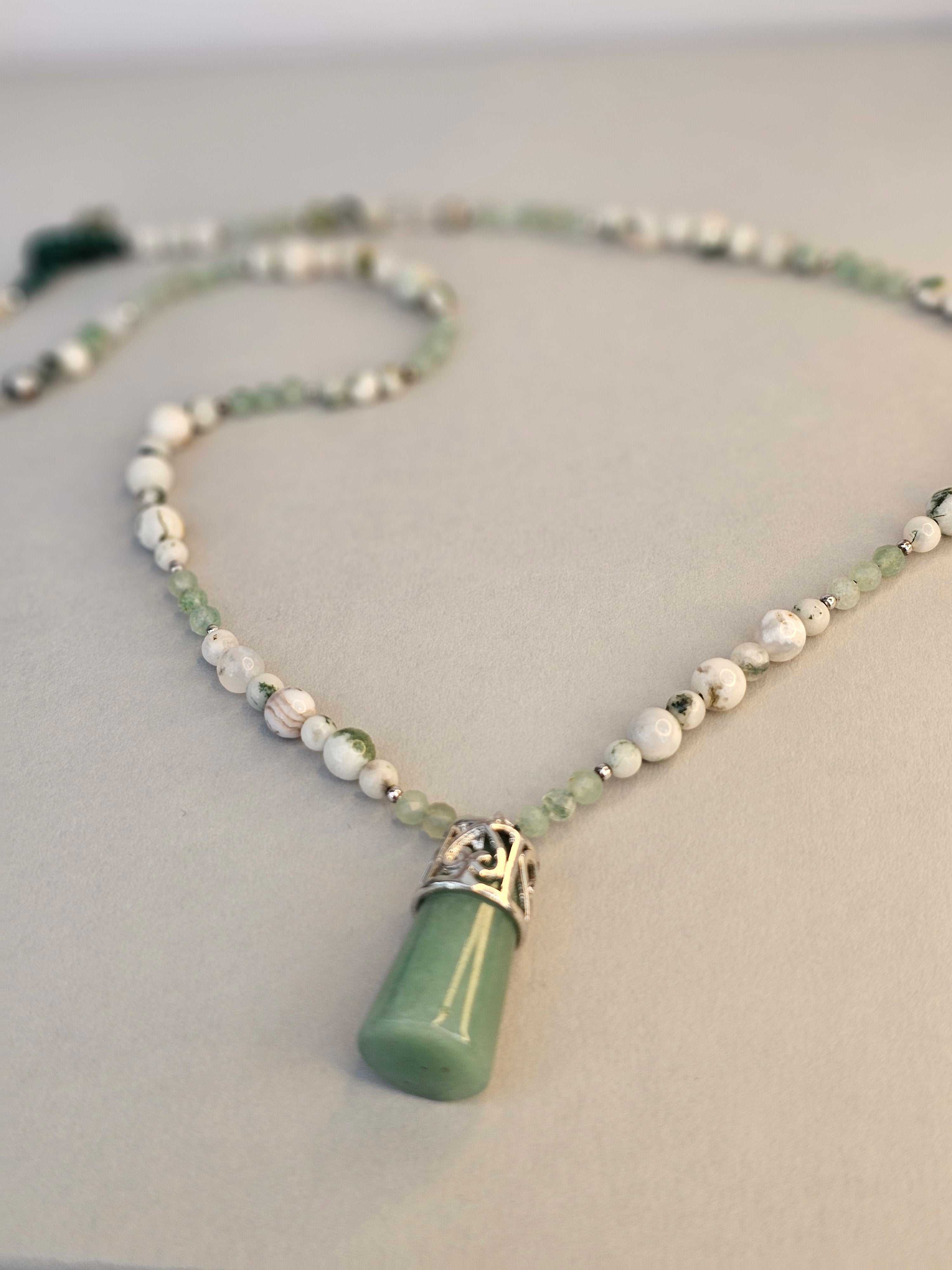 Harmony Flow Necklace – Green Aventurine and Moss Agate