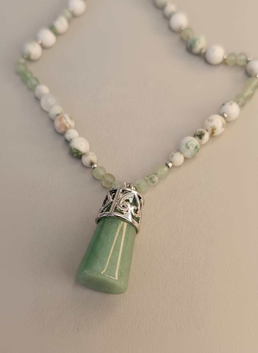 Harmony Flow Necklace – Green Aventurine and Moss Agate