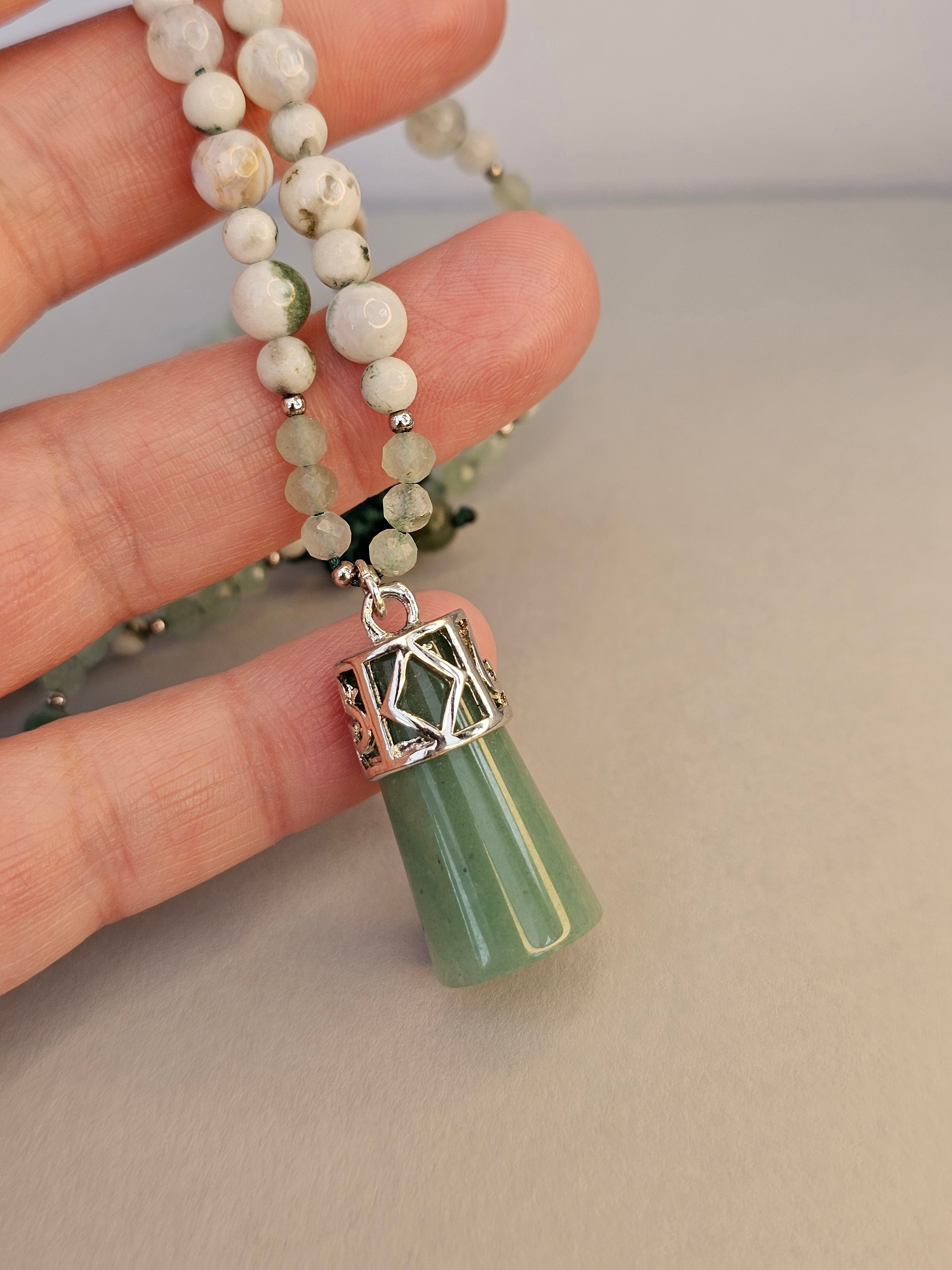 Harmony Flow Necklace – Green Aventurine and Moss Agate