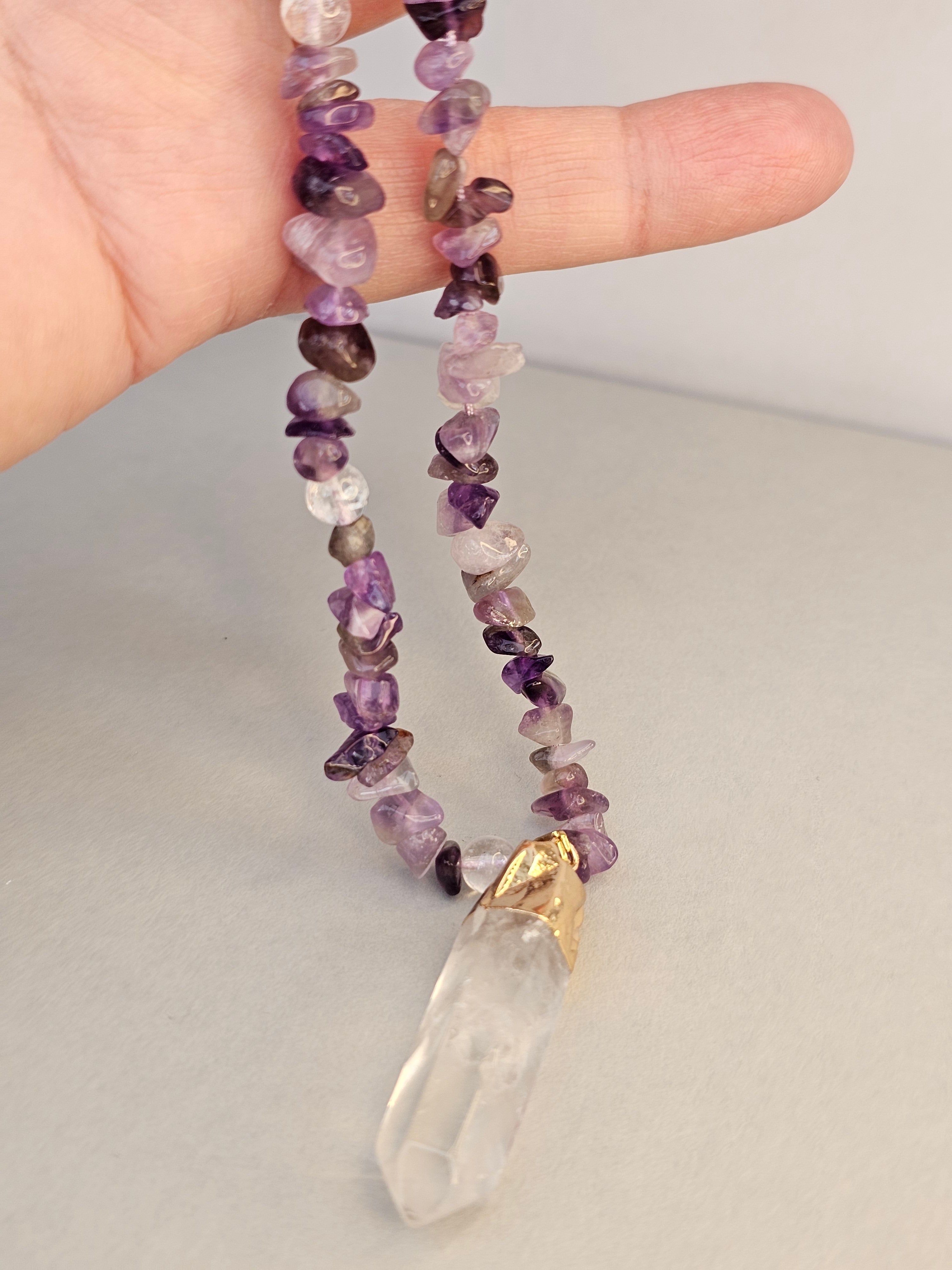 The Ascension Necklace – Amethyst and Clear Quartz