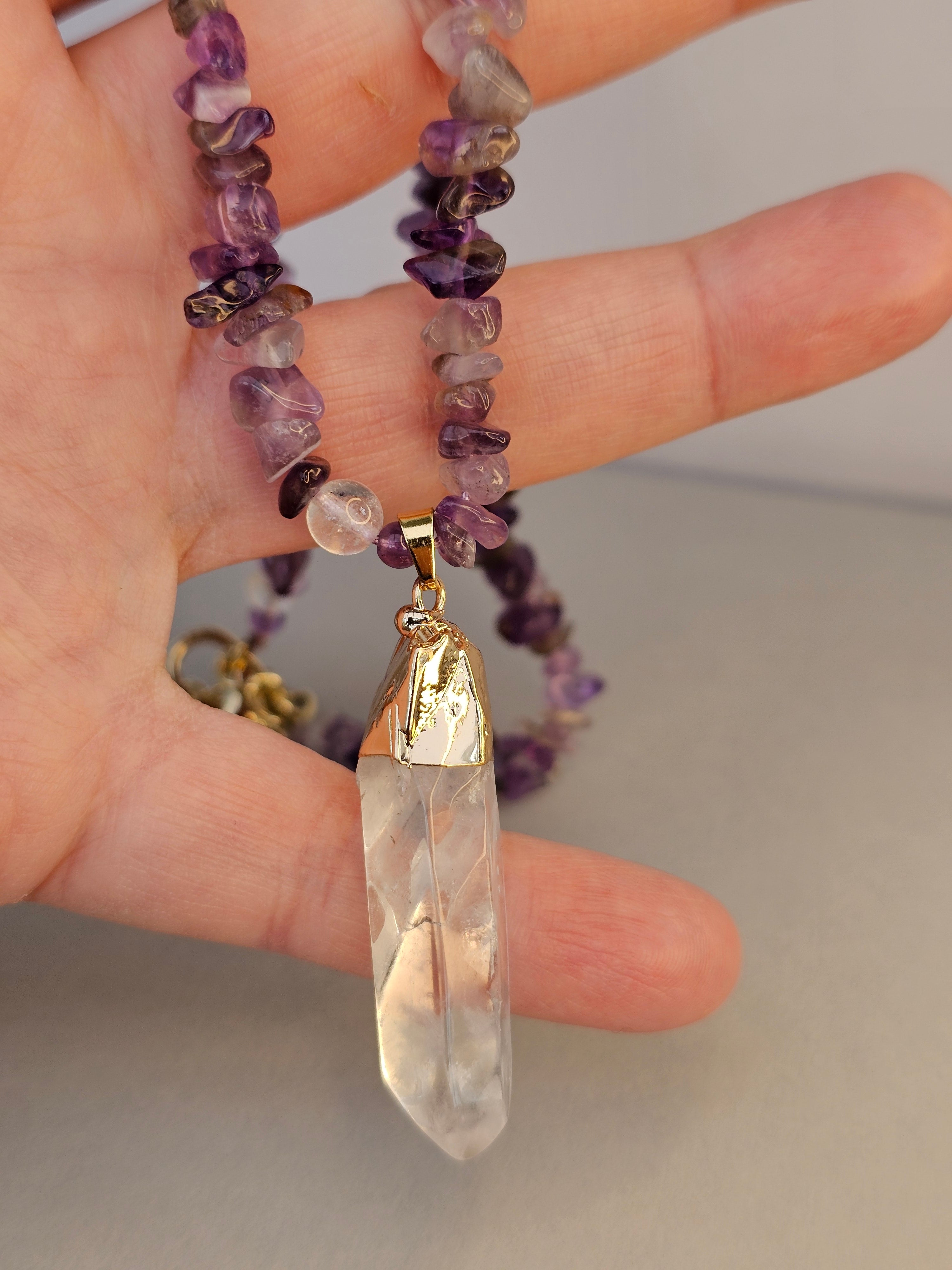 The Ascension Necklace – Amethyst and Clear Quartz
