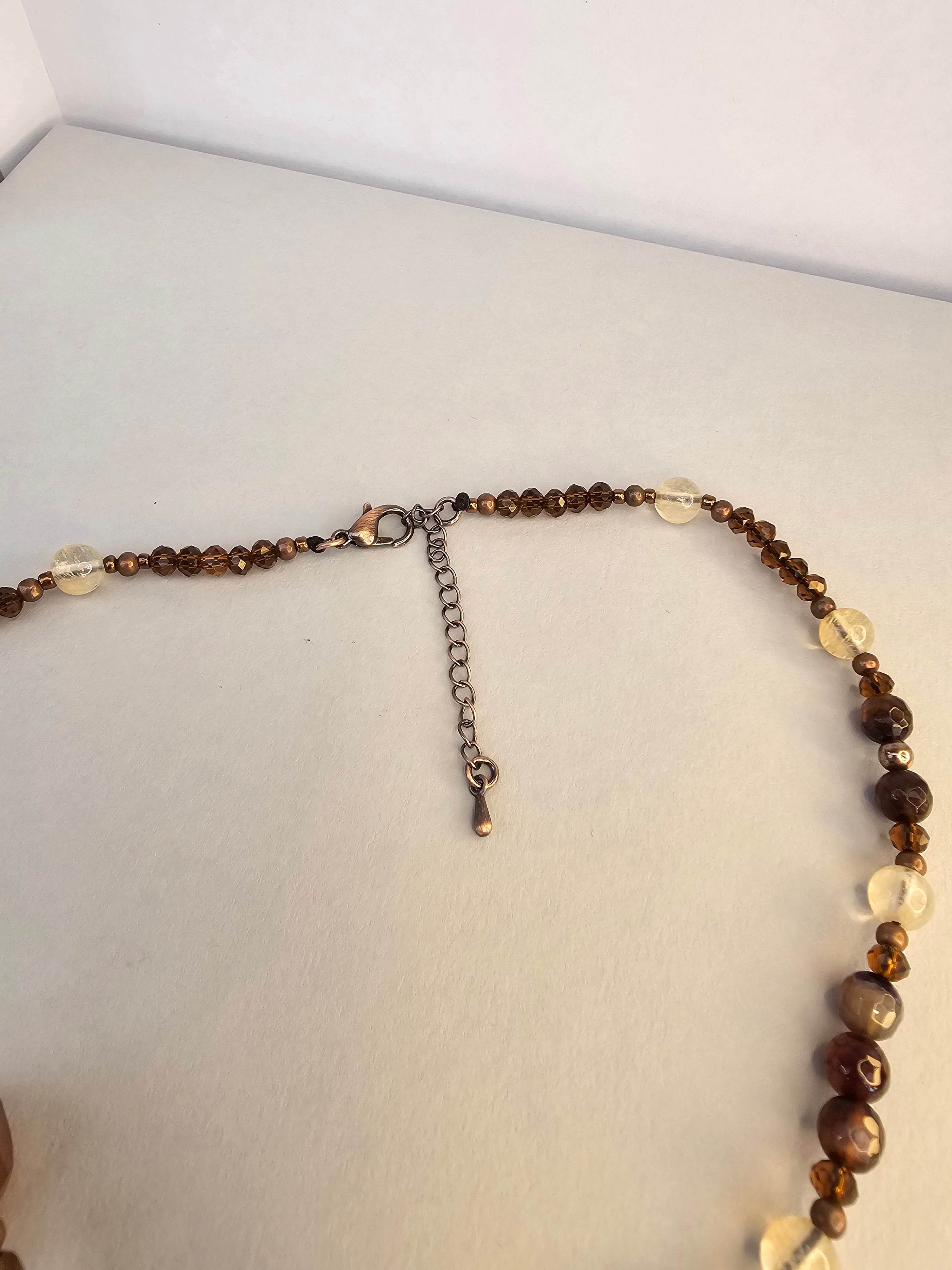 Golden Earth Necklace – Agate, Gold Quartz and Copper