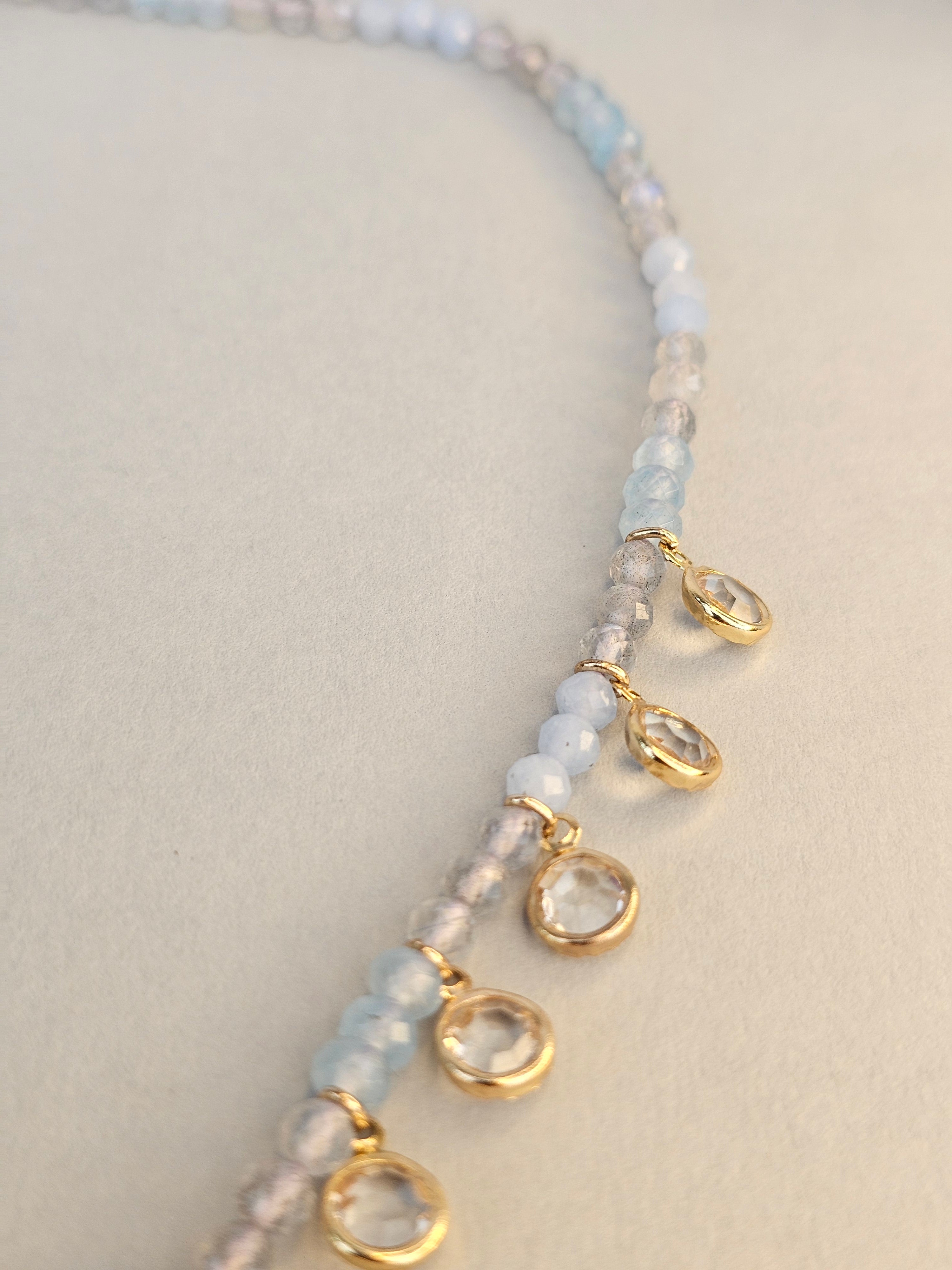 Moonlight Whisper Necklace - Labradorite, Blue Calcite and Blue Agate